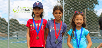 3 girls with medals